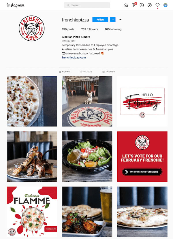 ideas de marketing de restaurantes - feed de instagram